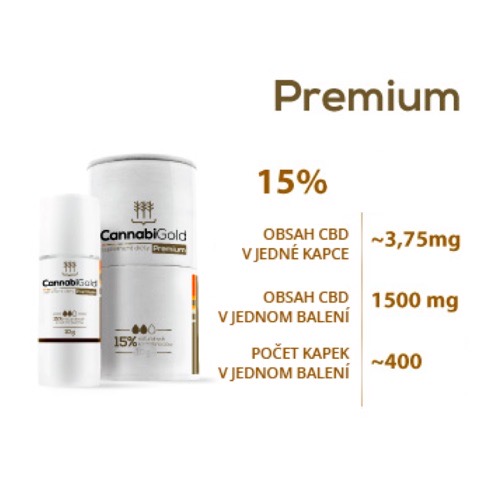 CannabiGold CBD konopný olej - Premium, 1500 mg CBD